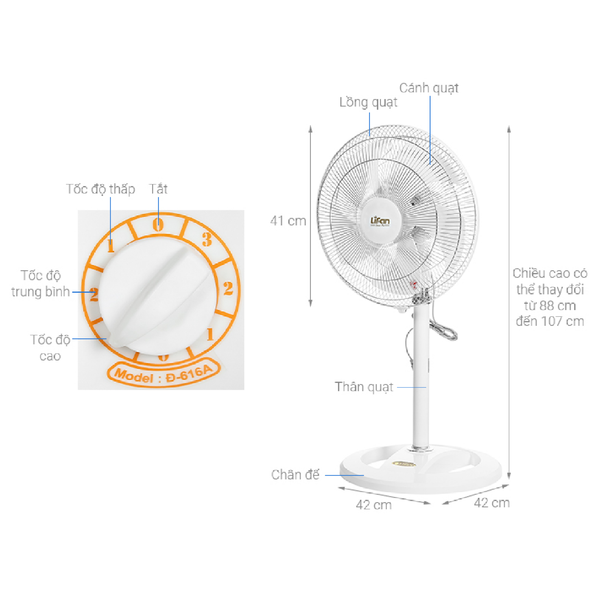 QUẠT ĐỨNG LIFAN Đ-616A