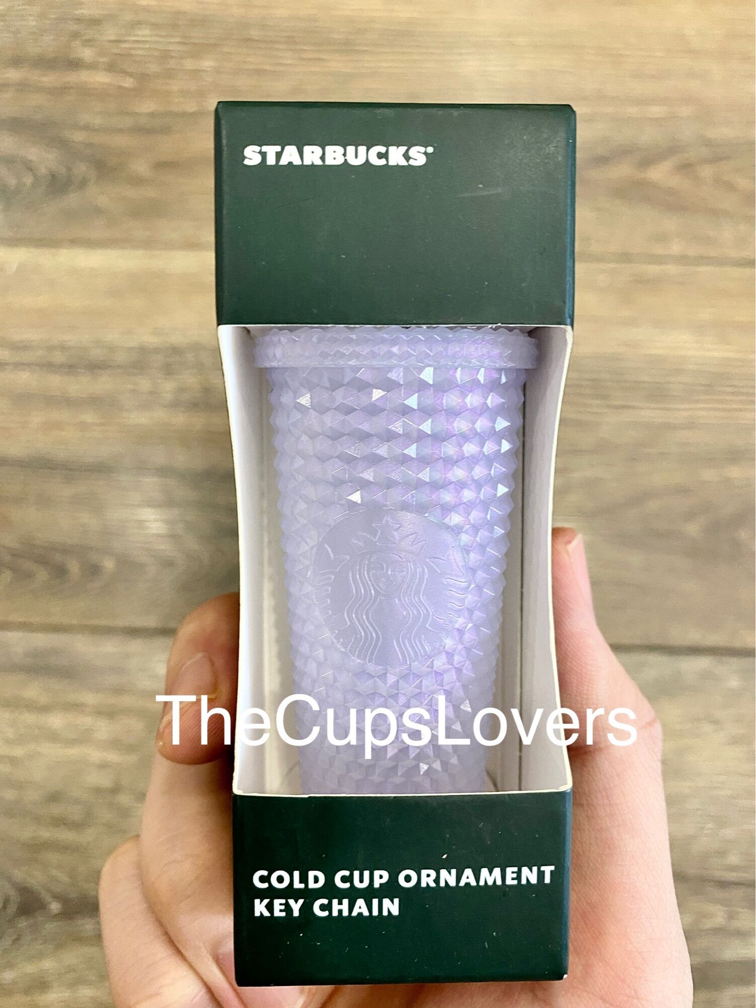 Móc khoá, treo cây thông giáng sinh hình ly starbucks studded màu trắng icy white christmas 2021