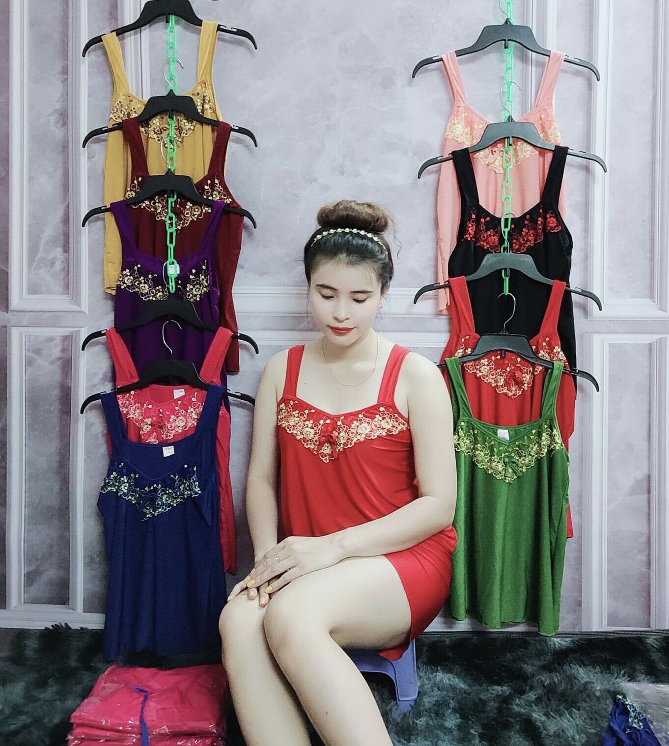 Bộ đùi thun lạnh dây bản to phối ren hoa