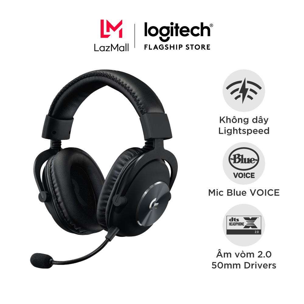 Tai nghe game có dây Logitech G Pro X Mic Blue Voice âm thanh vòm màn loa ProG 50mm đệm tai cao su non