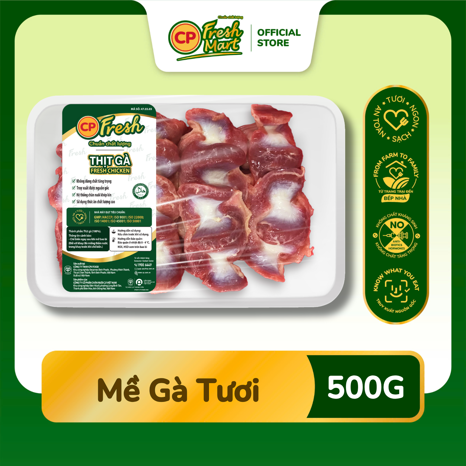 Mề Gà CP Tươi Khay 500G - Tươi Ngon Tiện Lợi - Mâm Cơm Gia Đình - CP Fresh Mart