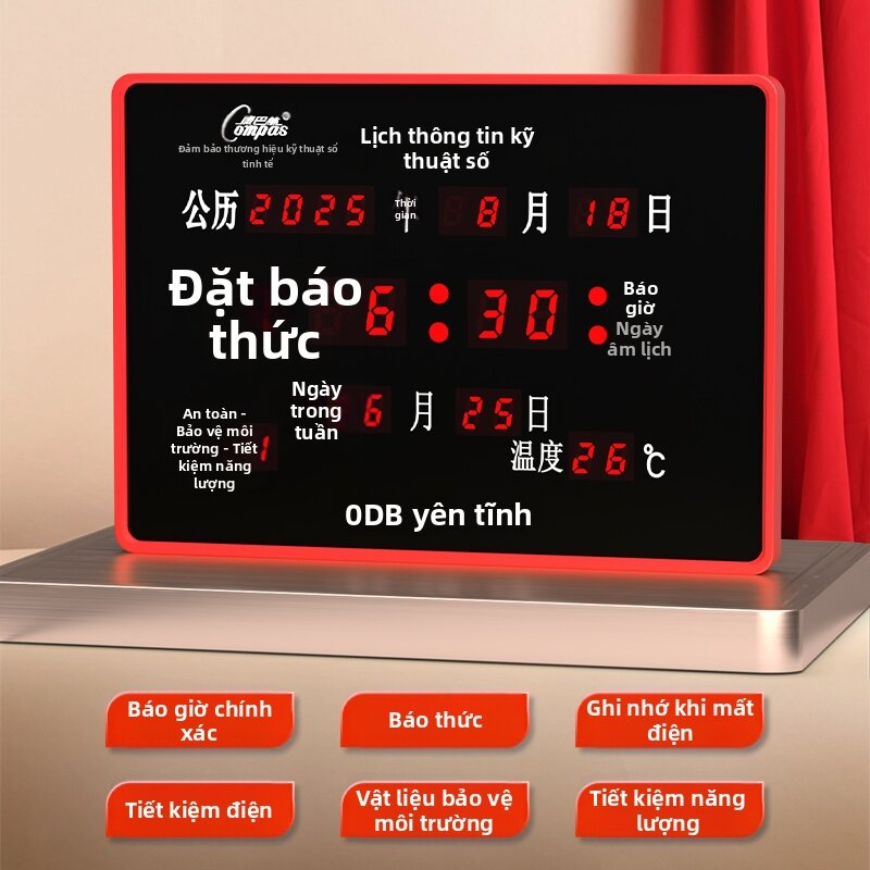 Compas | Đồng Hồ Lịch Vạn Niên Treo Tường LED Số