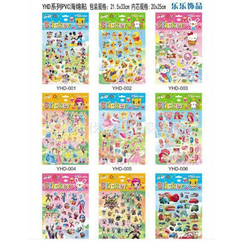 [HCM](5 tờ)Hình dán hoạt hình cho bé khổ a4 (5 tờ)