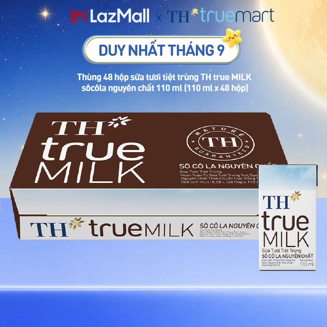 Thùng 48 hộp sữa tươi tiệt trùng TH true MILK sôcôla nguyên chất 110 ml (110 ml x 48)