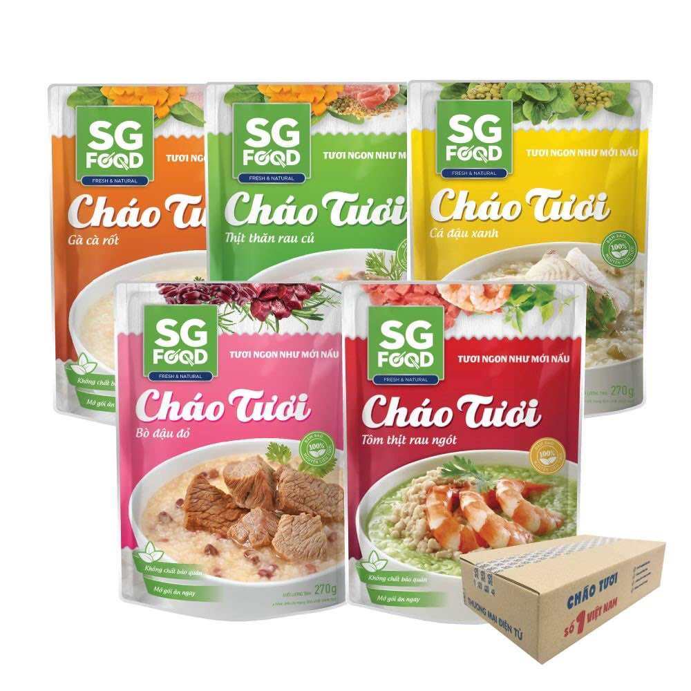 Combo 15 gói cháo tươi SG Food đủ vị