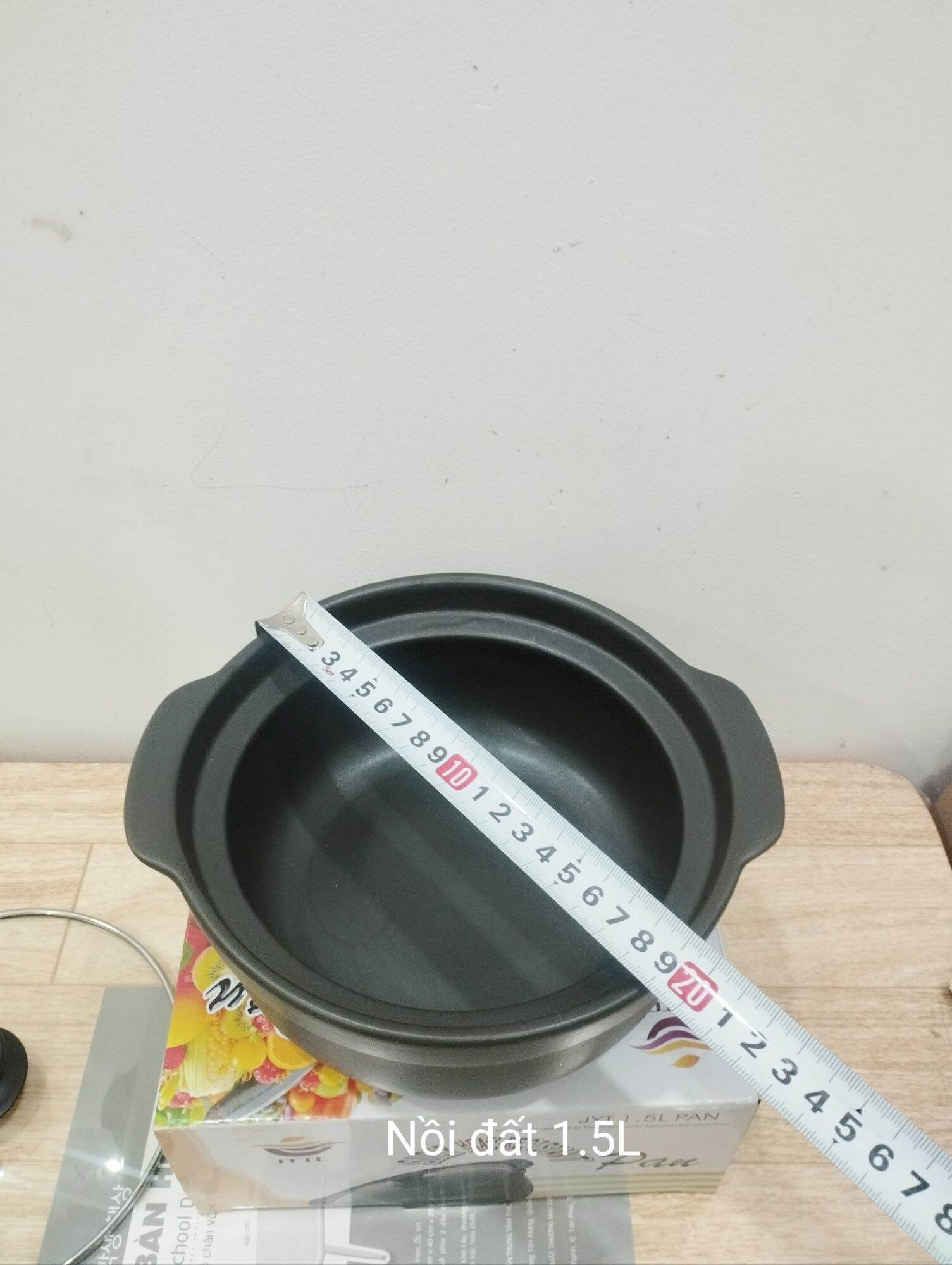 Nồi đất 1.5 lit nắp kiếng (22 x 19 x 8.5cm)