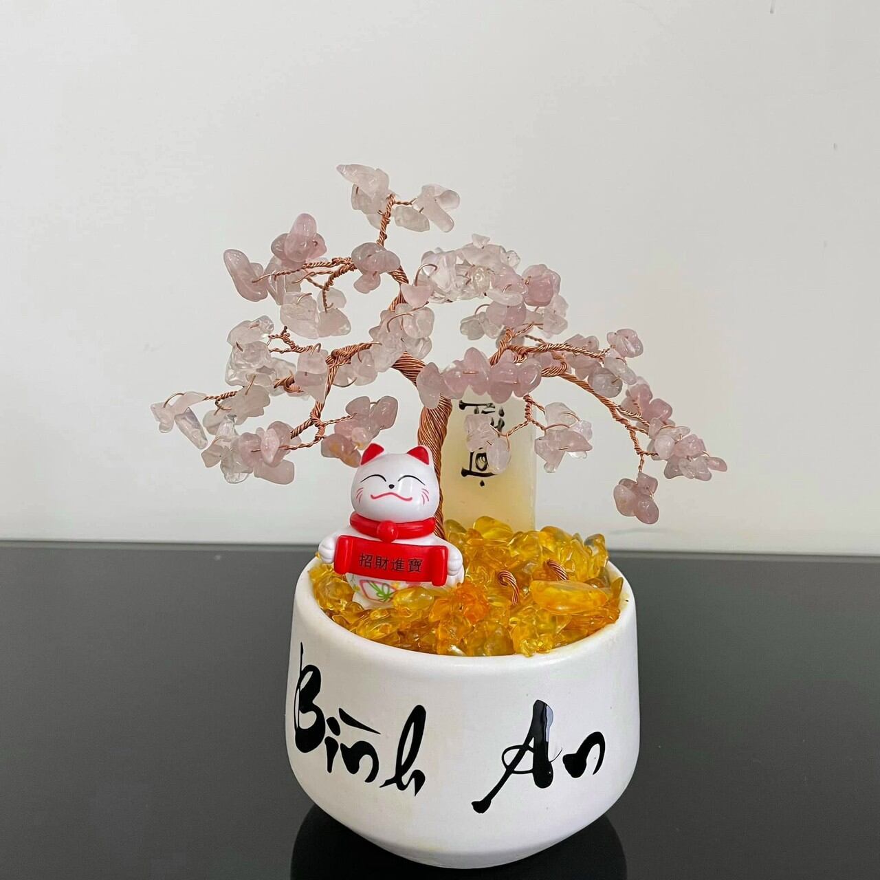 cây tài lộc đá thạch anh  20cm