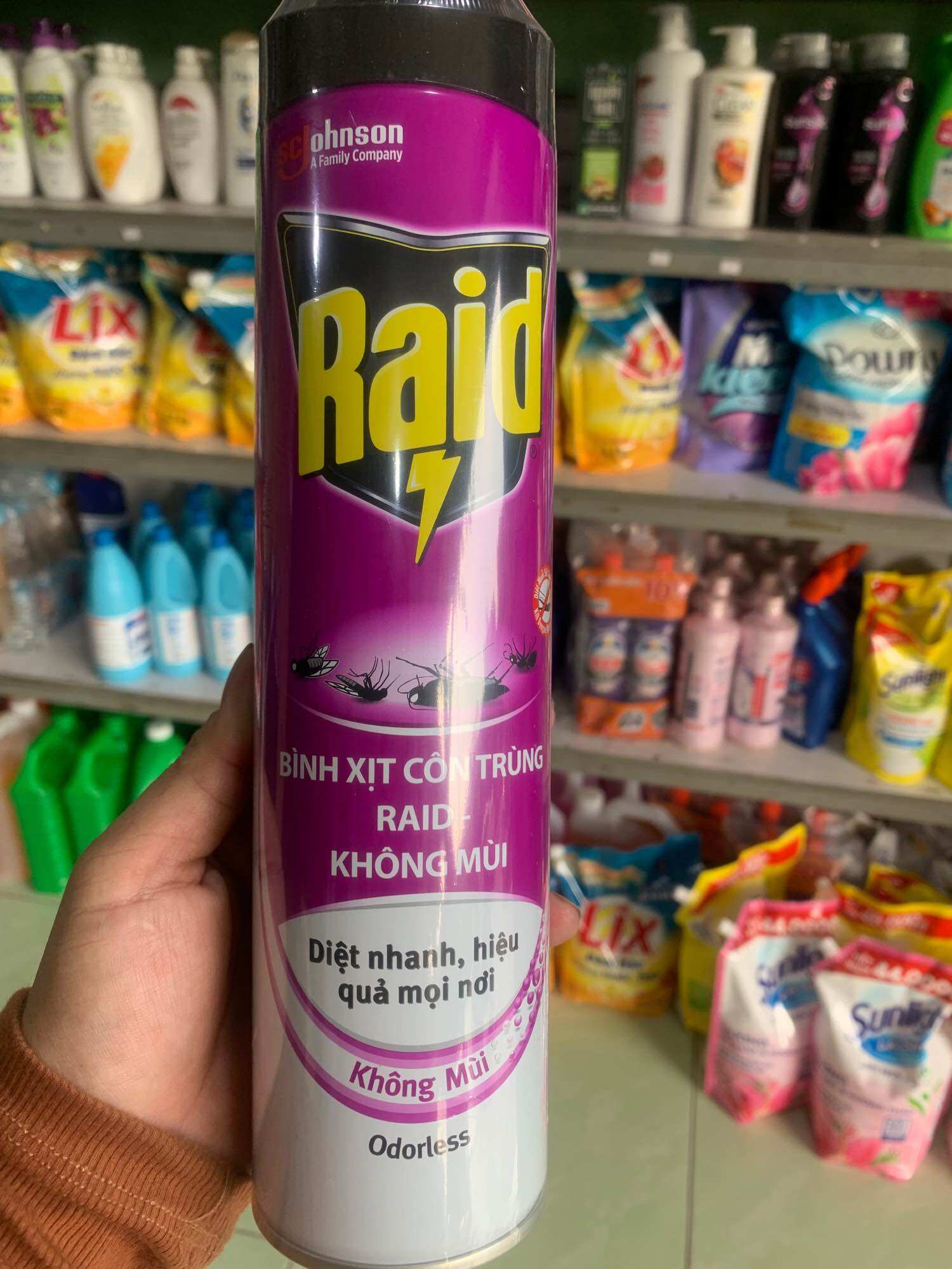 Xịt côn trùng Raid không mùi chai 600ml