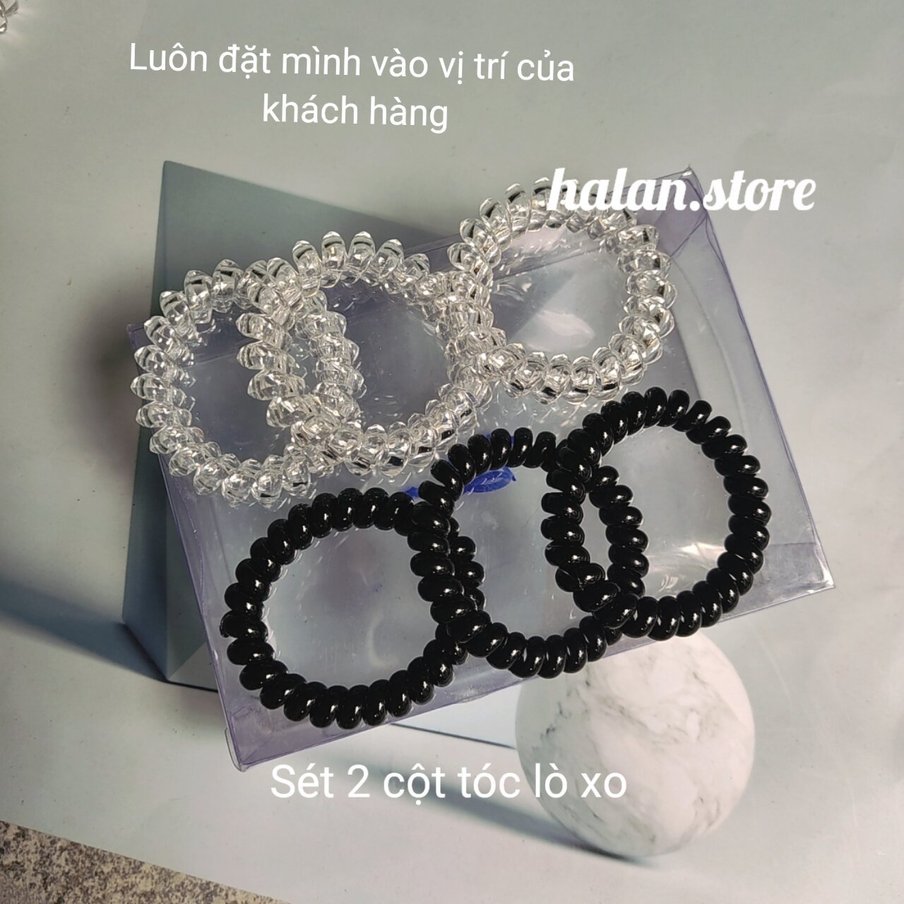 Cột tóc lò xo,sét 2 cột tóc lò xo cao cấp trong đen co dãn tốt
