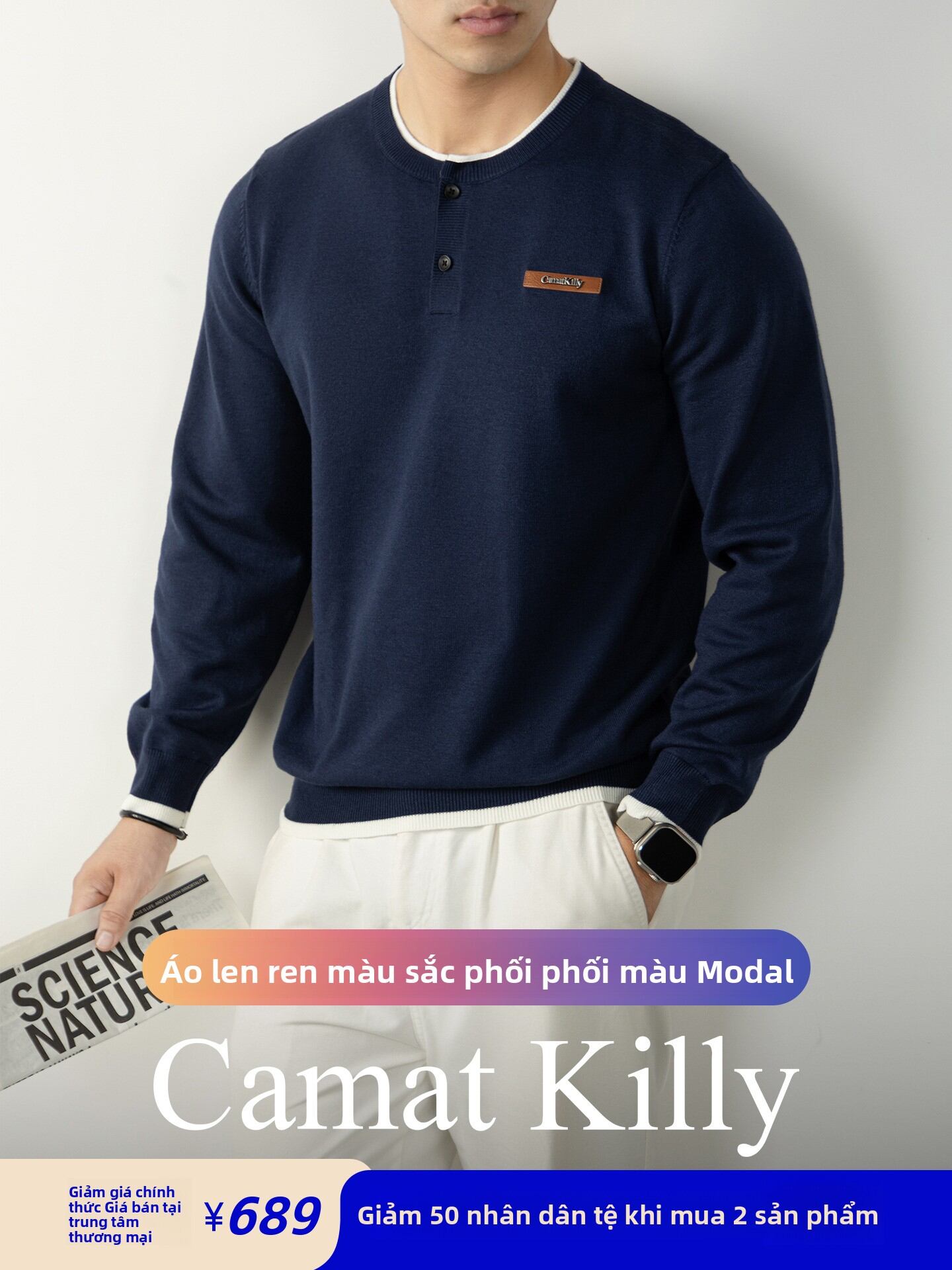 CAMAT KILLY | High-End Wool Men's Henley Neck Knit Sweater Giá 1,623,000 Đồng*Miễn phí vận chuyển