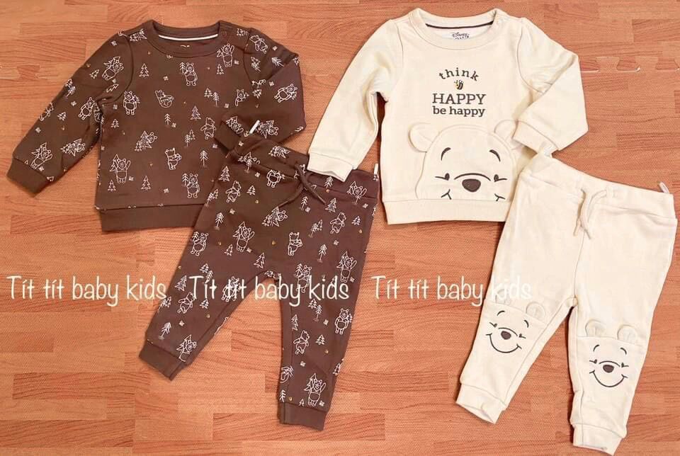 Combo 2 bộ dài tay gấu nâu be cho bé trai