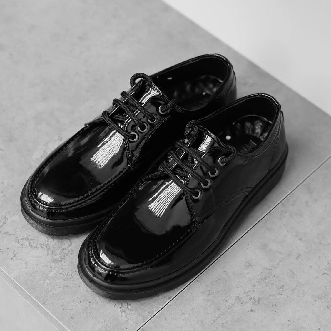 [ Form Modern ] Derby đế đốc da bóng, giày buộc dây cổ thấp