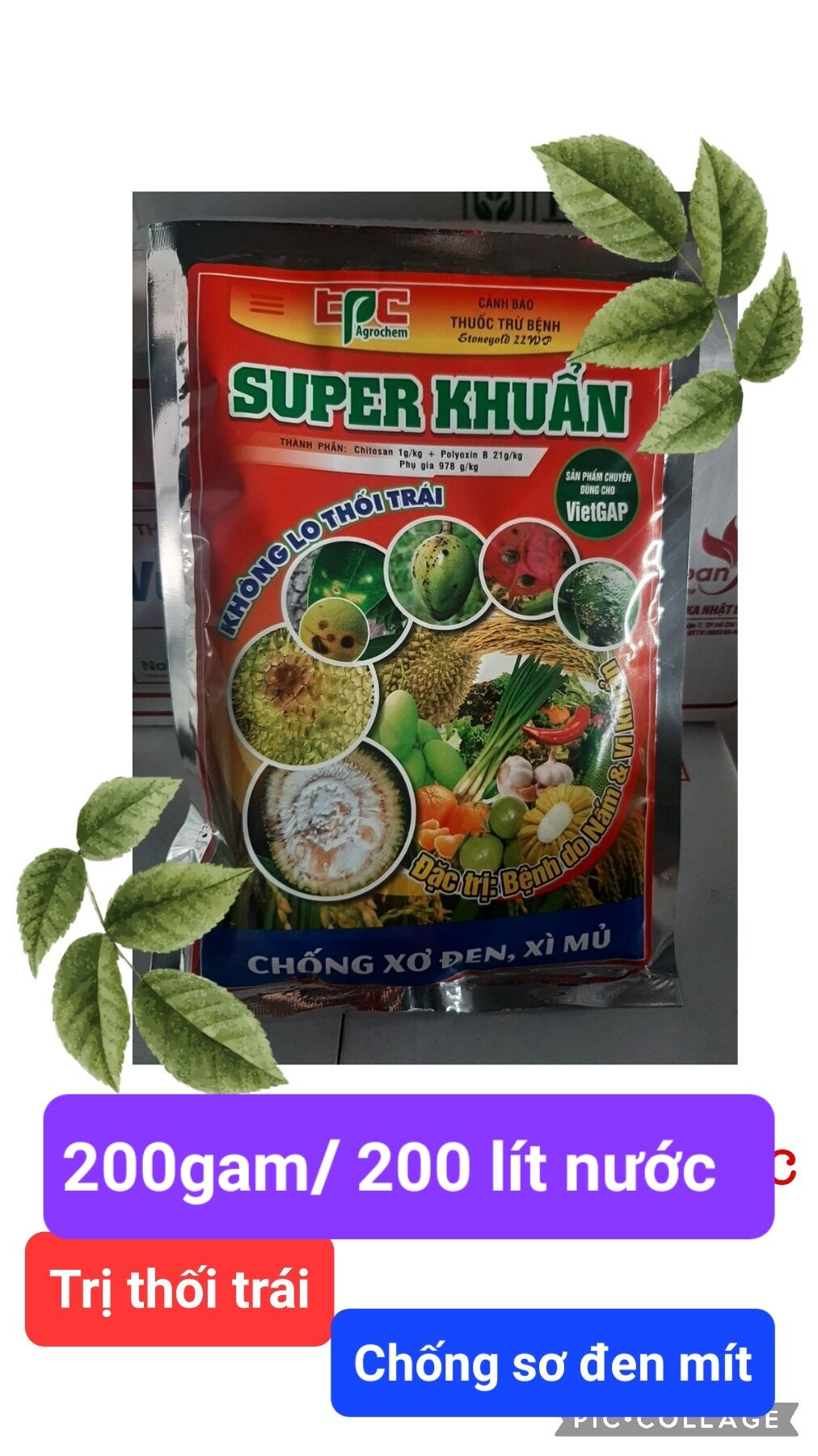 Super khuẩn, stonegold 22wp : trừ thối nhũn, sơ đen mít, chống xì mũ, loét
