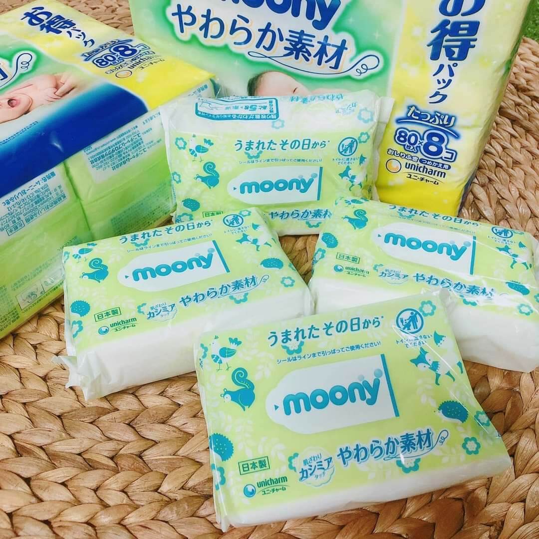 [HCM]COMBO 8 GÓI KHĂN ƯỚT MOONY NỘI ĐỊA 640 TỜ