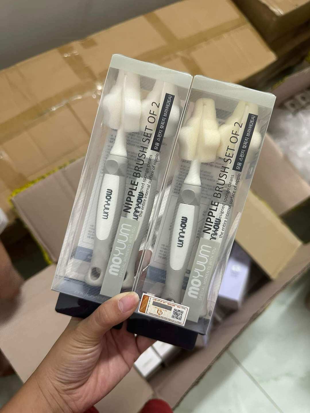 Cọ mút xốp bọt biển Moyuum Hàn Quốc rửa bình sữa, núm ty fullbox