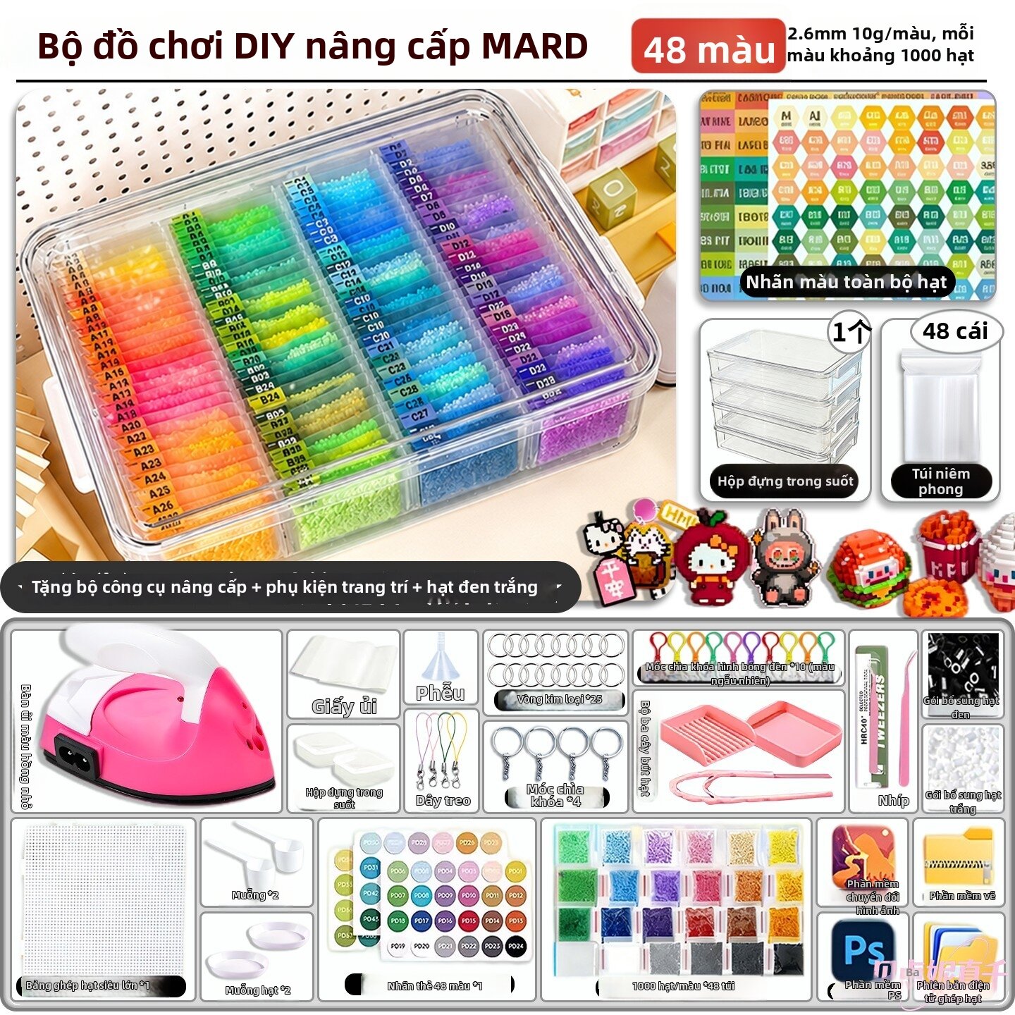 BEIDIANNI | Bộ DIY Hạt Đầy Đủ với Dụng Cụ và Túi Lưu Trữ