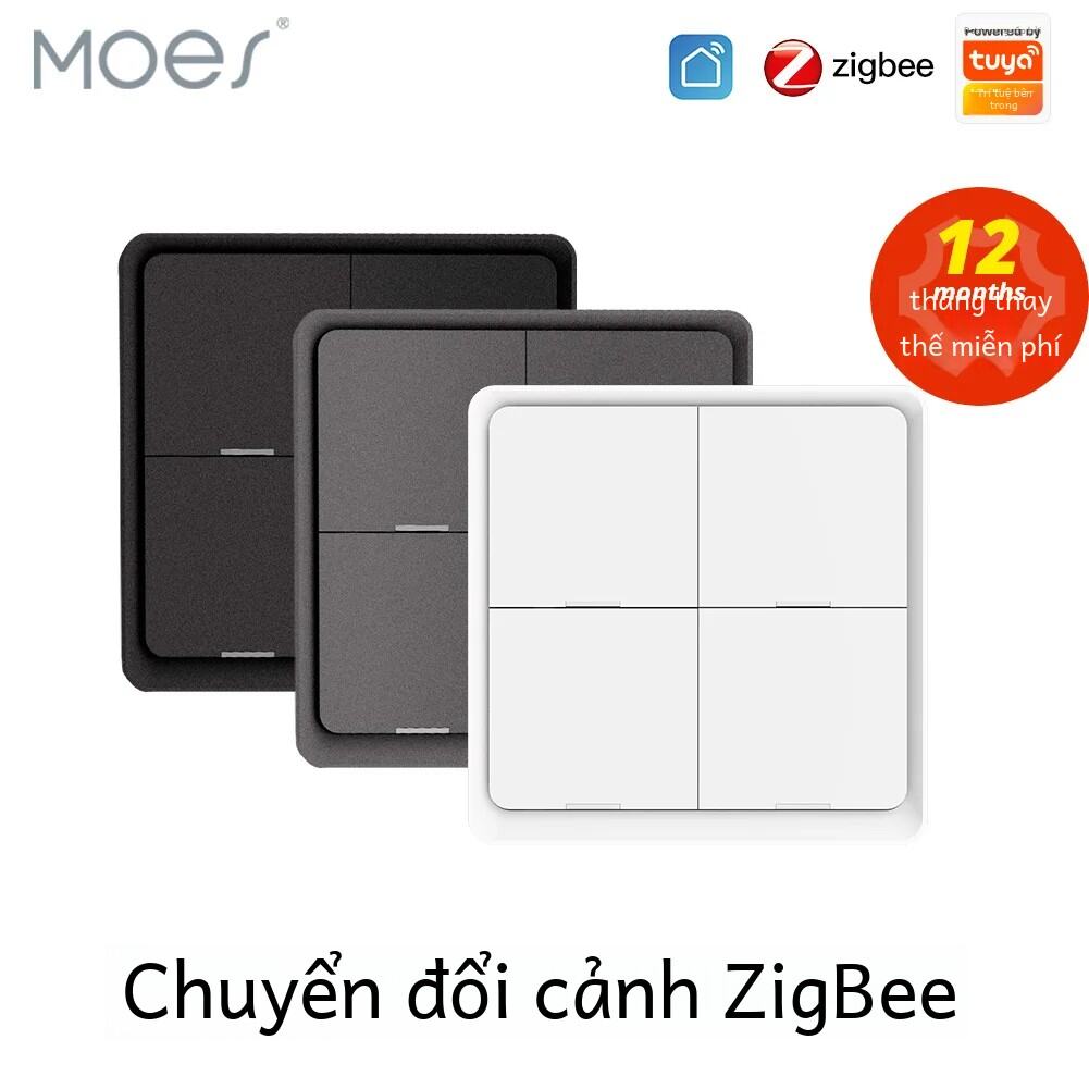 MOES 4 Băng Đảng Tuya Không Dây ZigBee 12 Cảnh Công Tắc Nút Nhấn Điều Khiển Chạy Bằng Pin Tự Động Hóa Kịch Bản Cho Tuya Thiết Bị