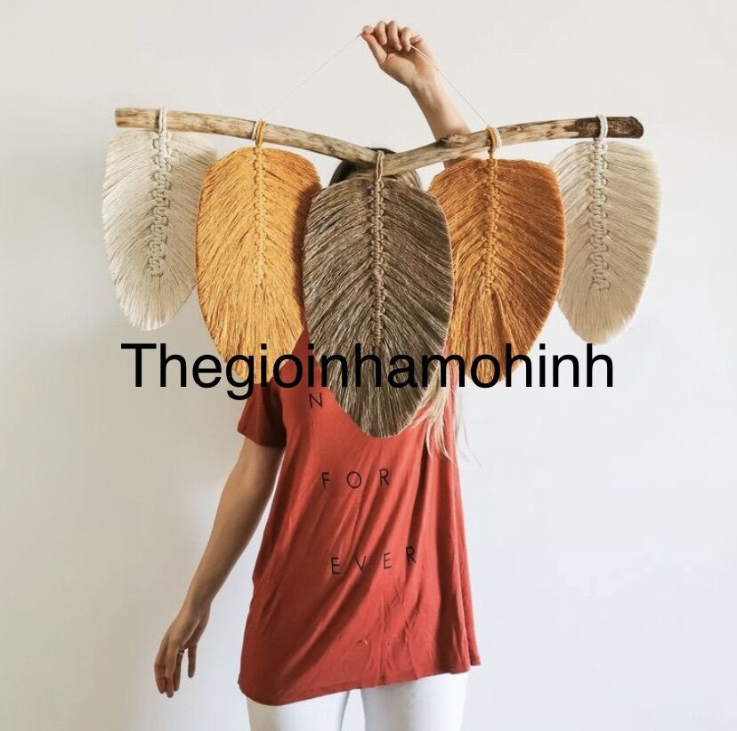 Cành lá macrame có phun keo định hình