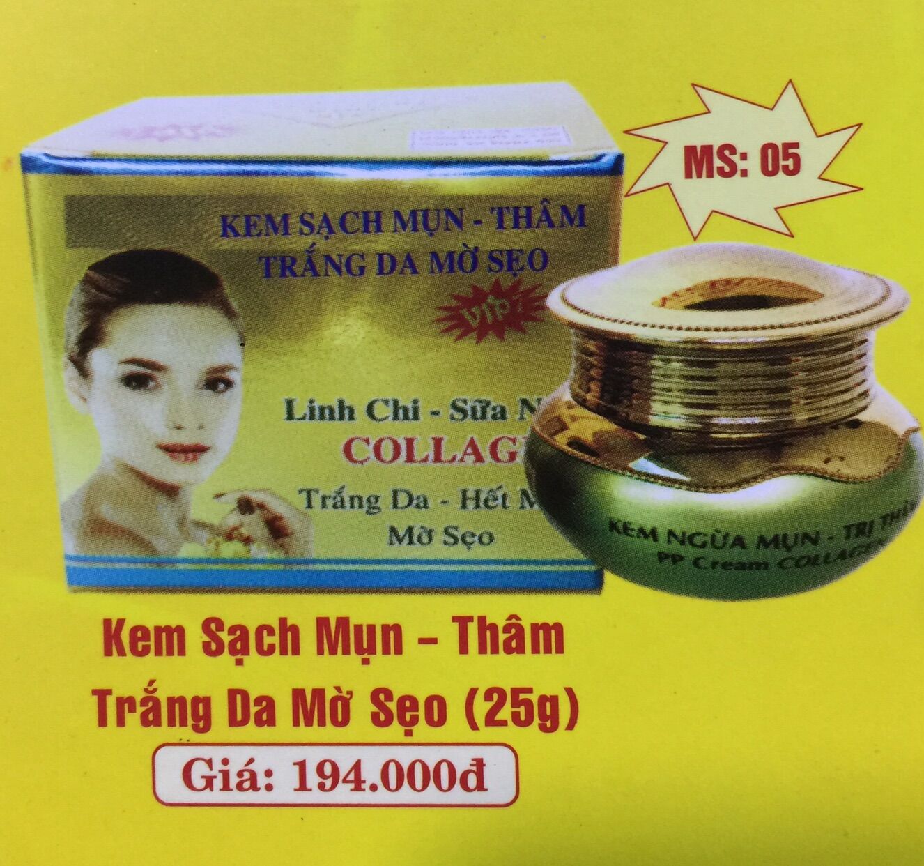 Kem mụn thâm linh chi vàng 20g