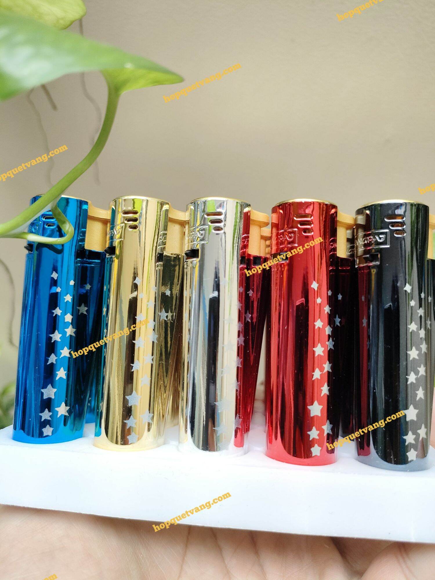 Combo 5 Bật lửa / Quẹt lửa tia xanh vỏ kim loại in hình Ngôi Sao