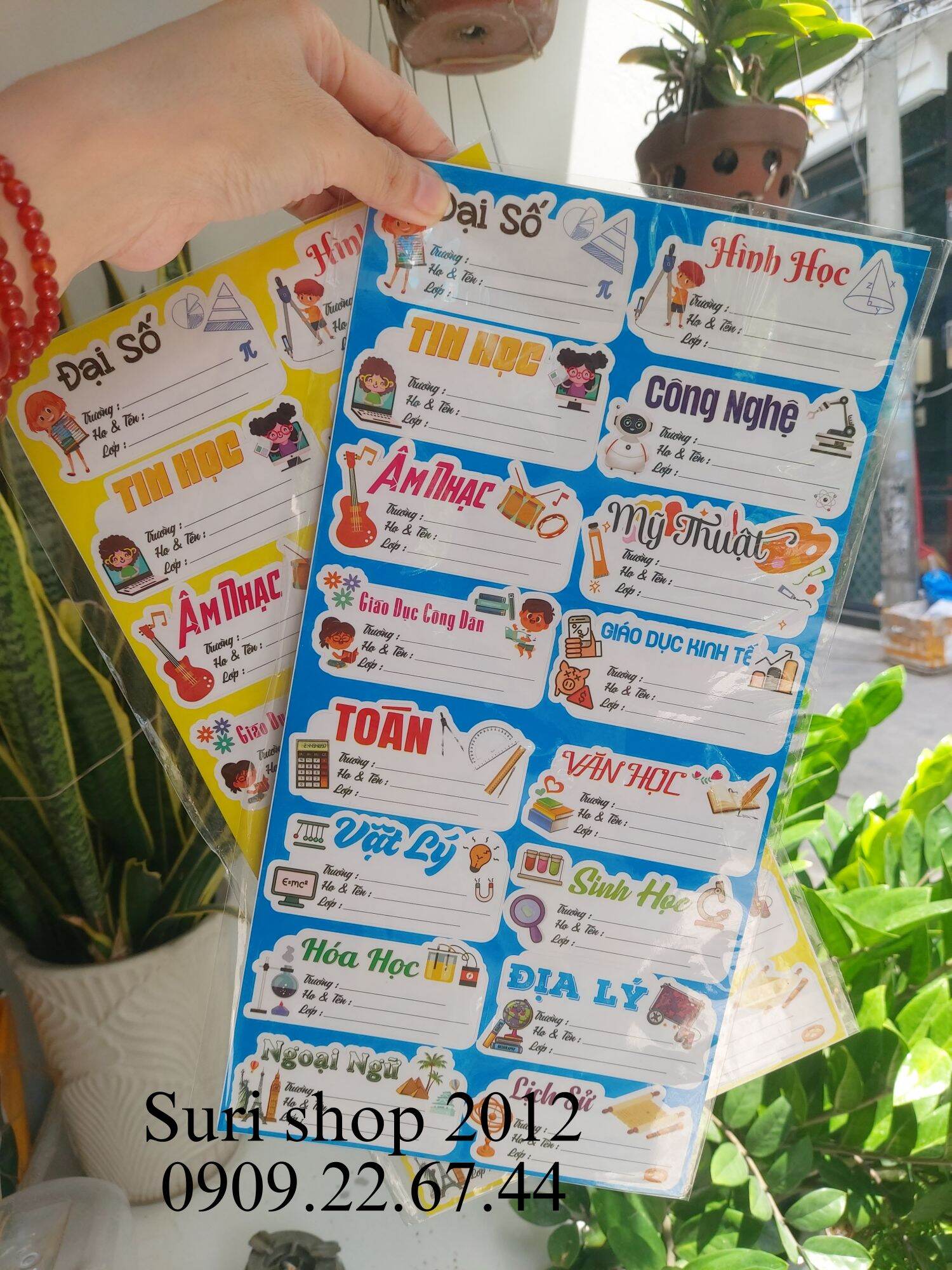 Combo 32 Nhãn dán tậpsách in sẵn các bộ môn học