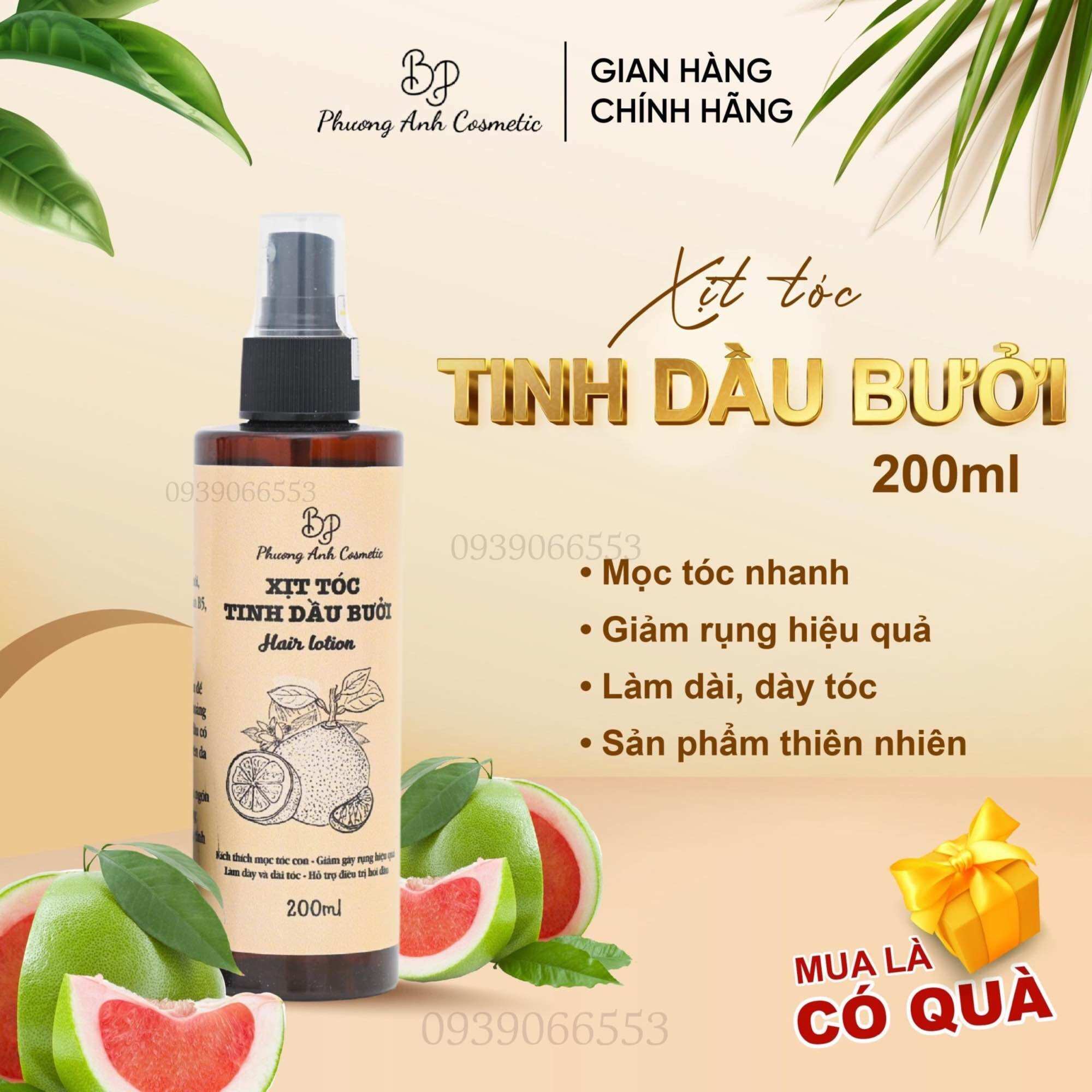 Xịt bưởi 200ml, tinh dầu bưởi giảm rụng tóc nhanh, mọc tóc phương anh cosmetci