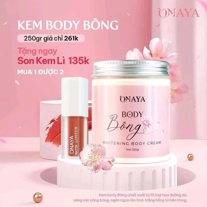 Kem body Bông & muối tắm tẩy tế bào chết Cam Đào Onaya
