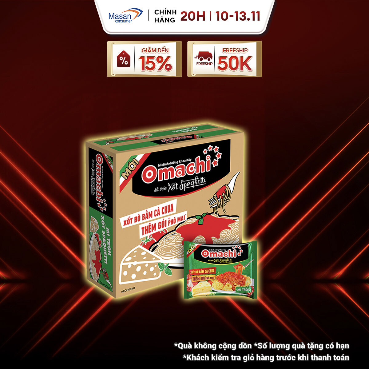 Mì Omachi Mì Trộn Xốt Spaghetti Gói - Thùng 30 Gói x 90g