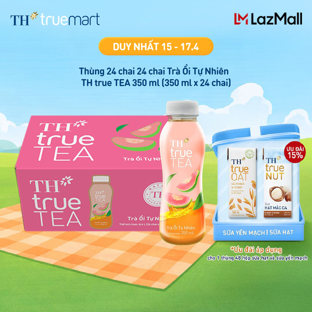 Thùng 24 chai Trà Ổi Tự Nhiên TH true TEA 350 ml
