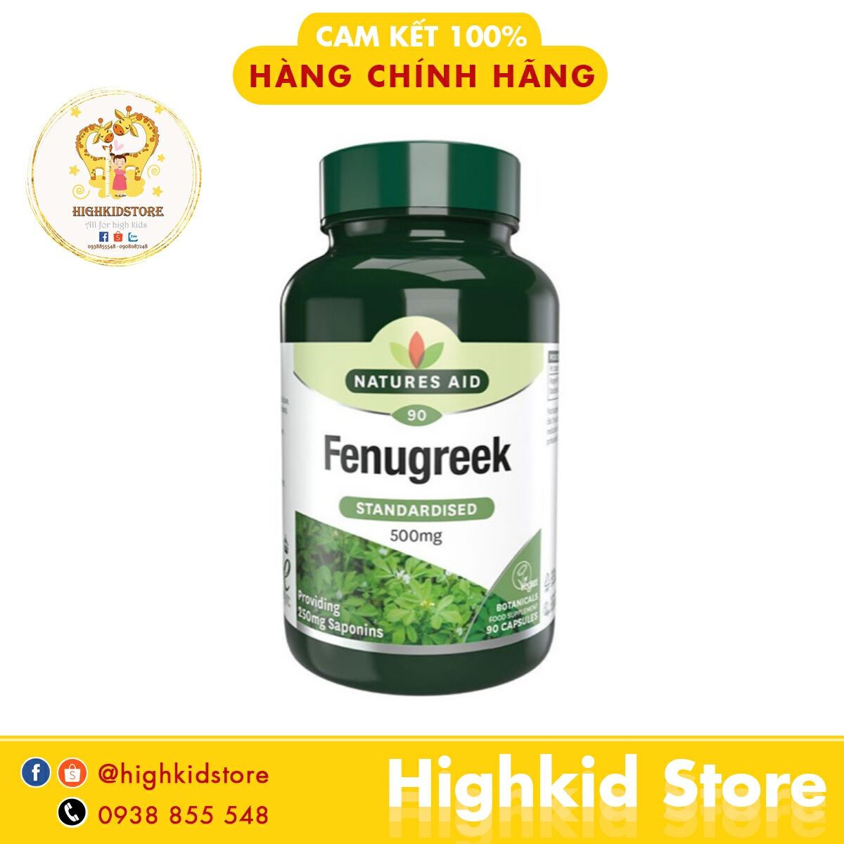 Viên lợi sữa Cỏ Cari Fenugreek 500mg Anh 90 viên