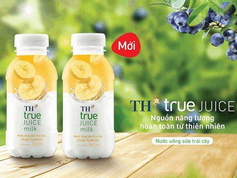Sữa Trái cây TH true 2 vị Việt Quất/Chuối (12 chai 300ml)
