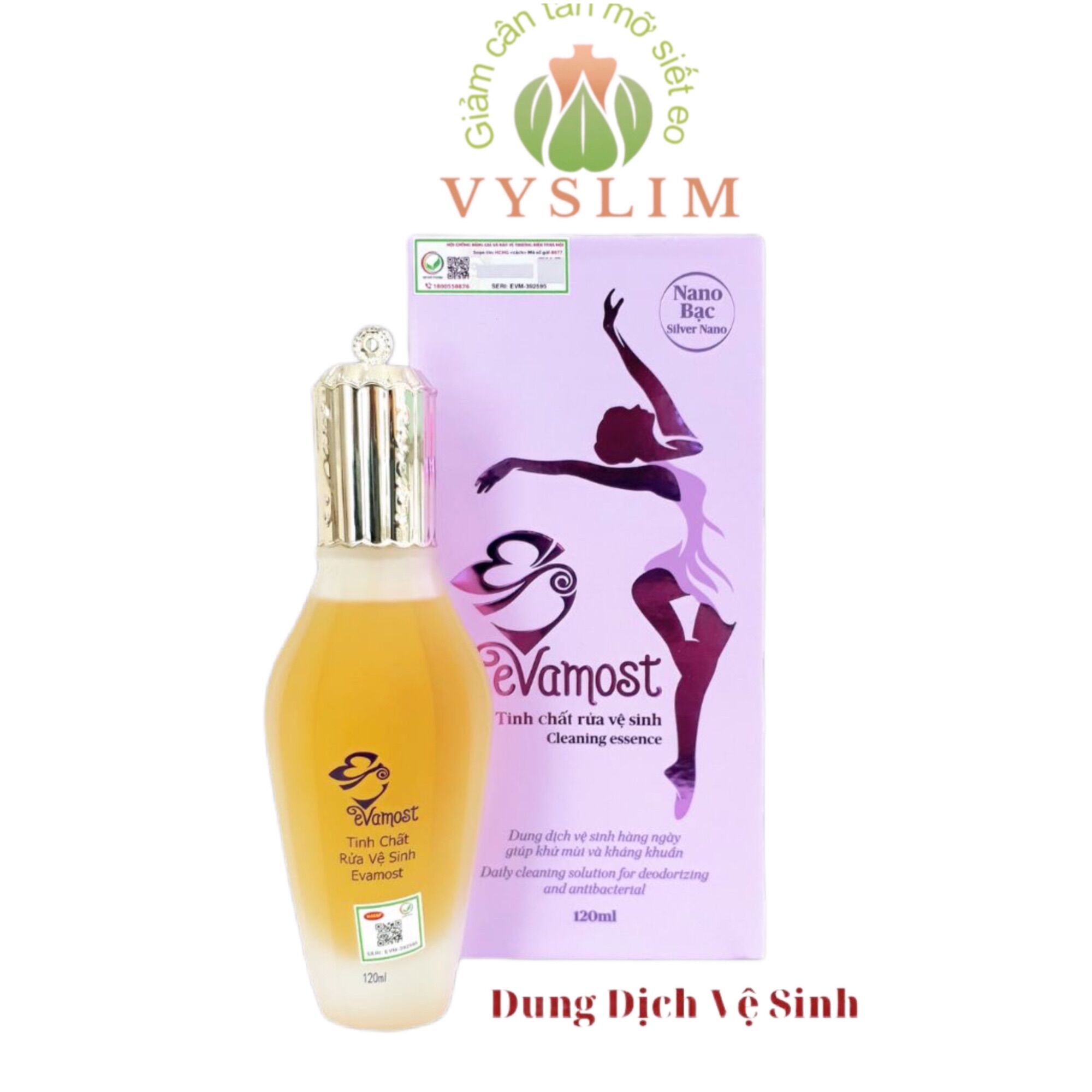 Dung dịch vệ sinh phụ nữ Evamost 120ml Sạch thơm, se khít, hết thâm ngứa