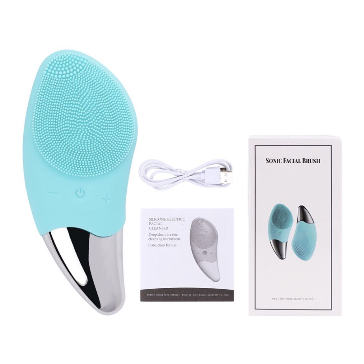 Máy Rửa Mặt SONIC FACIAL BRUSH- 3IN1- SONIC CLEANSER Máy massage rửa mặt làm sạch lỗ trân lông hiểu quả Làm sạch da chuyên sâu (spa) Trẻ hóa làn da, Massage chống lão hóa (phần tay cầm) Giúp săn chắc & nâng cơ mặt