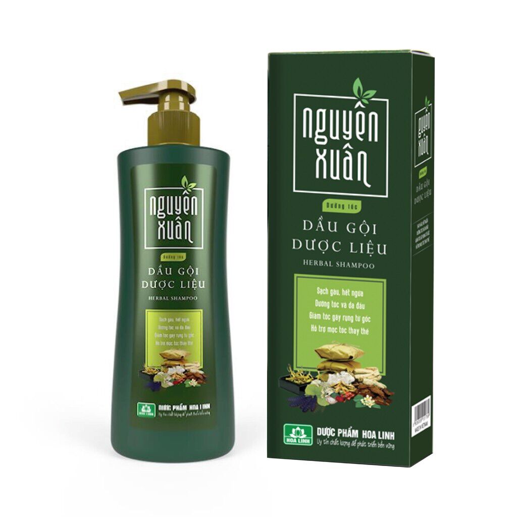 Dầu gội dược liệu Nguyên Xuân chai vòi màu xanh 250 ml - dưỡng tóc phục hồi tóc hư tổn