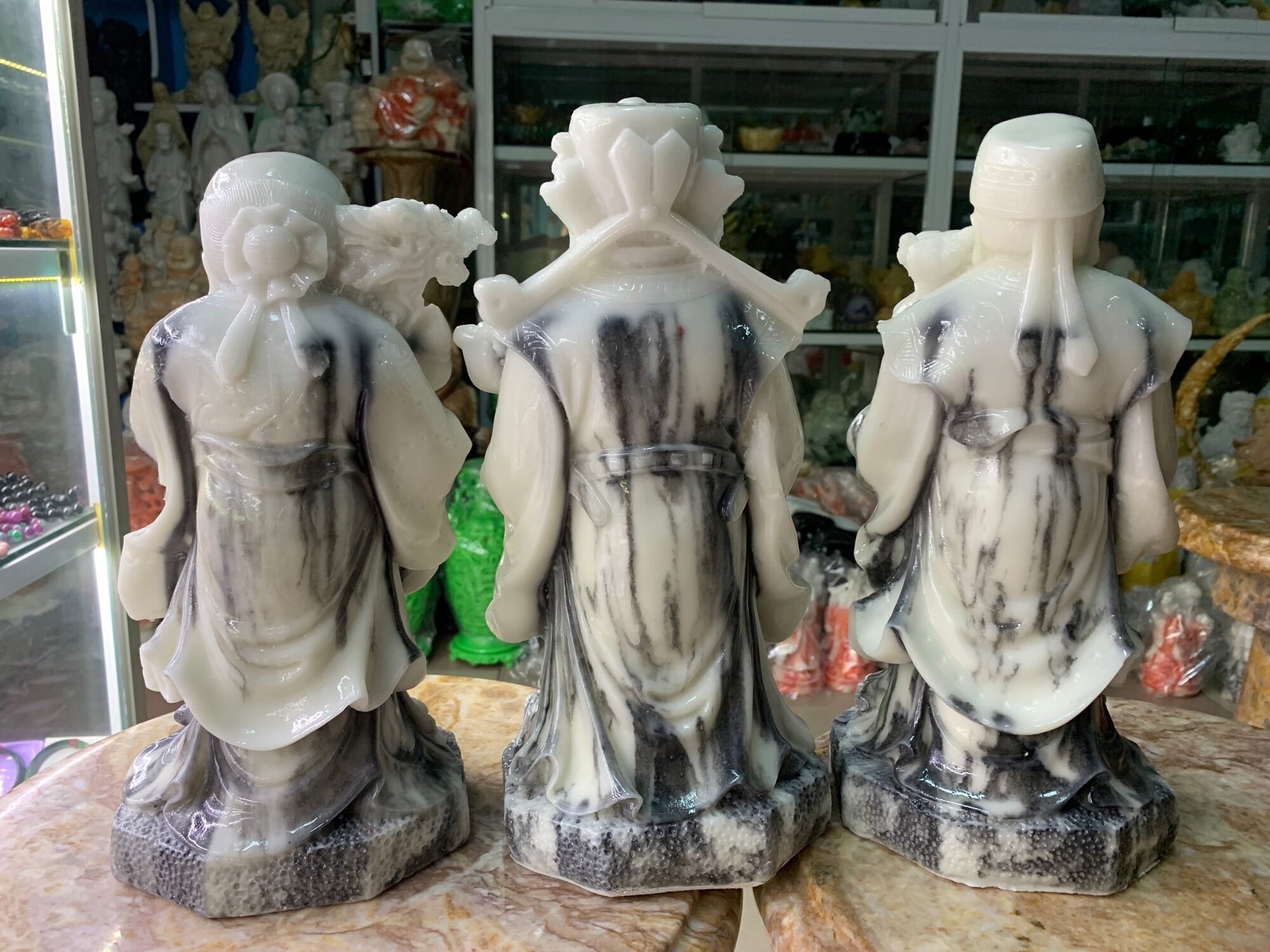 Tượng Tam Đa, Phúc Lộc Thọ Đá Đúc 30cm – Quà Tặng Phong Thủy May Mắn, Trang Trí Sang Trọng