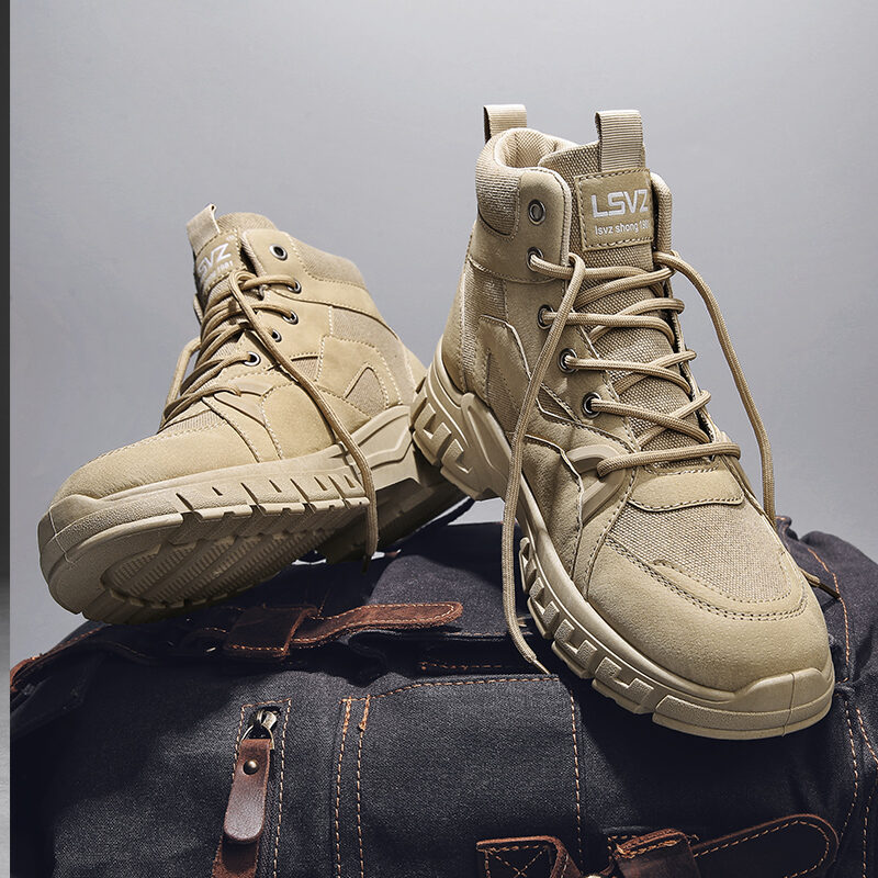Giày Bốt Martin Nam Mùa Thu Cao Cổ Phong Cách Anh Cổ Điển Giày Công Sở Ngoài Trời Chống Thấm Nước Leo Núi Chiến Đấu Sa Mạc