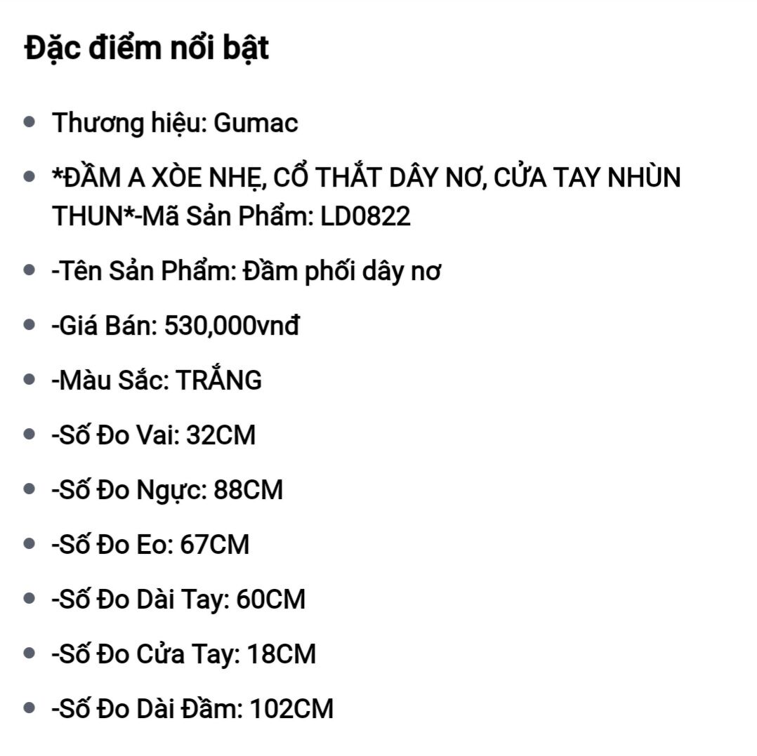 Đầm A xòe nhẹ Gumac, cổ thắt nơ - size M