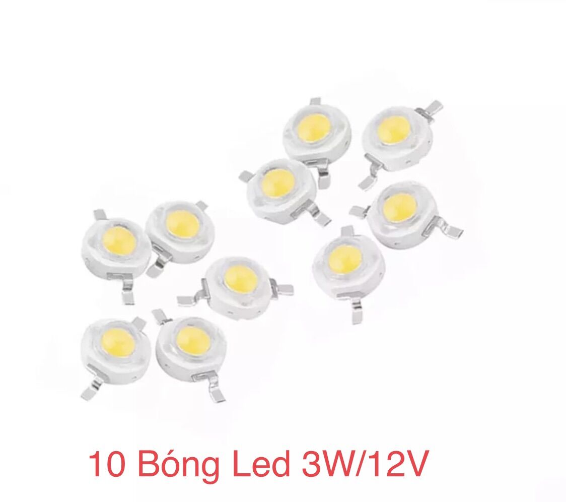 Combo 10 bóng led 3w siêu sáng | chip led 3w điện áp 12v | ánh sáng 3000k /130-140 lumen.