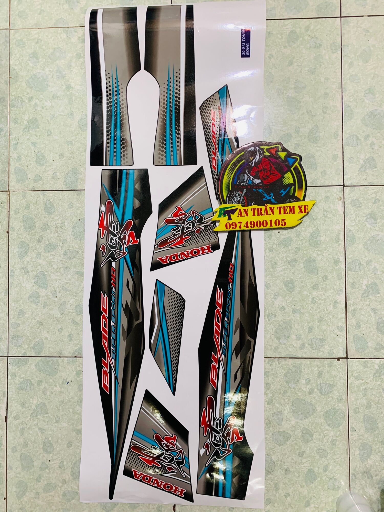 Tem rời wave blade in decal 3 lớp bóng cao cấp không bay màu