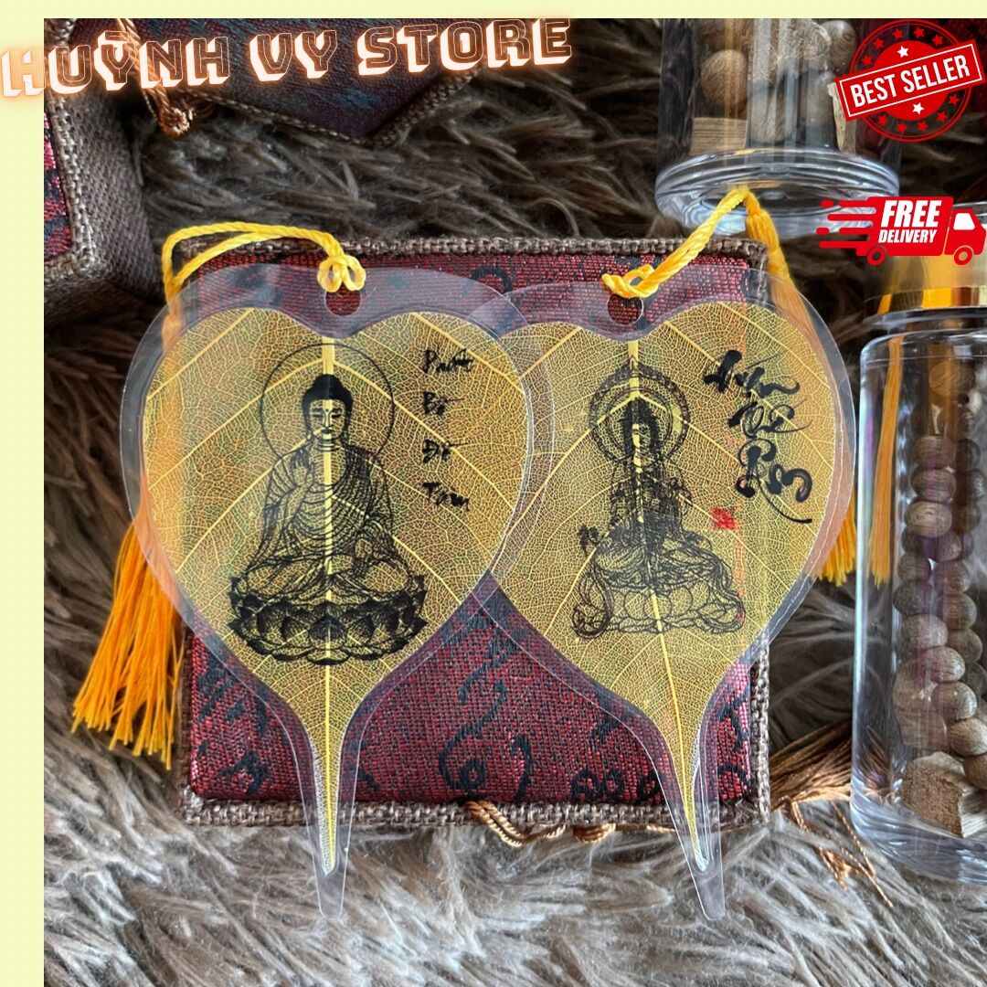Lá bồ đề được ép plastic quan thế âm phật tổ phụ kiện trang trí huỳnh vy store