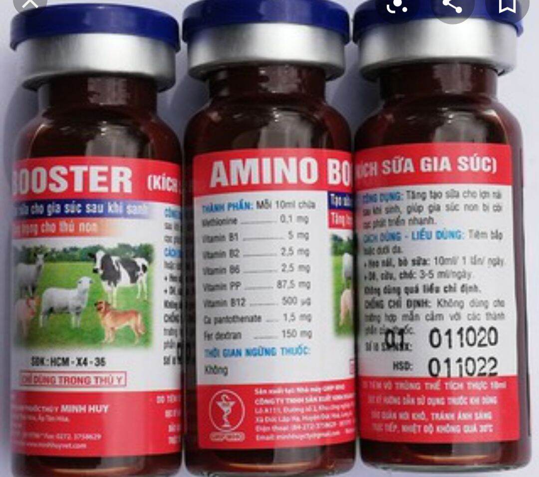 Amino booster combo 3 lọ*10ml  AMINO BOOSTER - KÍCH SỮA CHO CHÓ MÈO, GIA SÚC kích sữa, tăng trọng cho thú non, có thể dùng cho chó