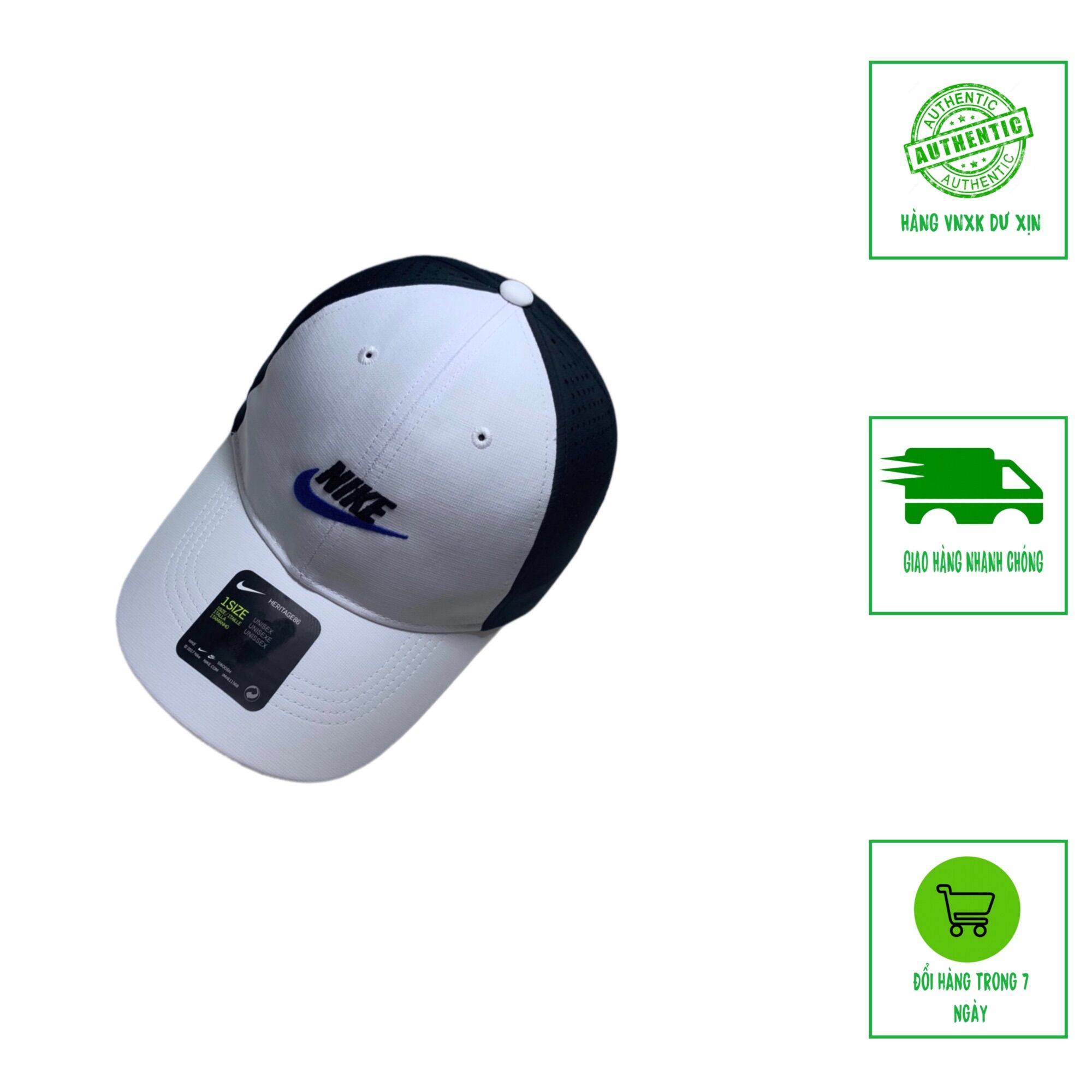 Nón lưỡi trai Nike Haritage 86 trắng đen VNXK