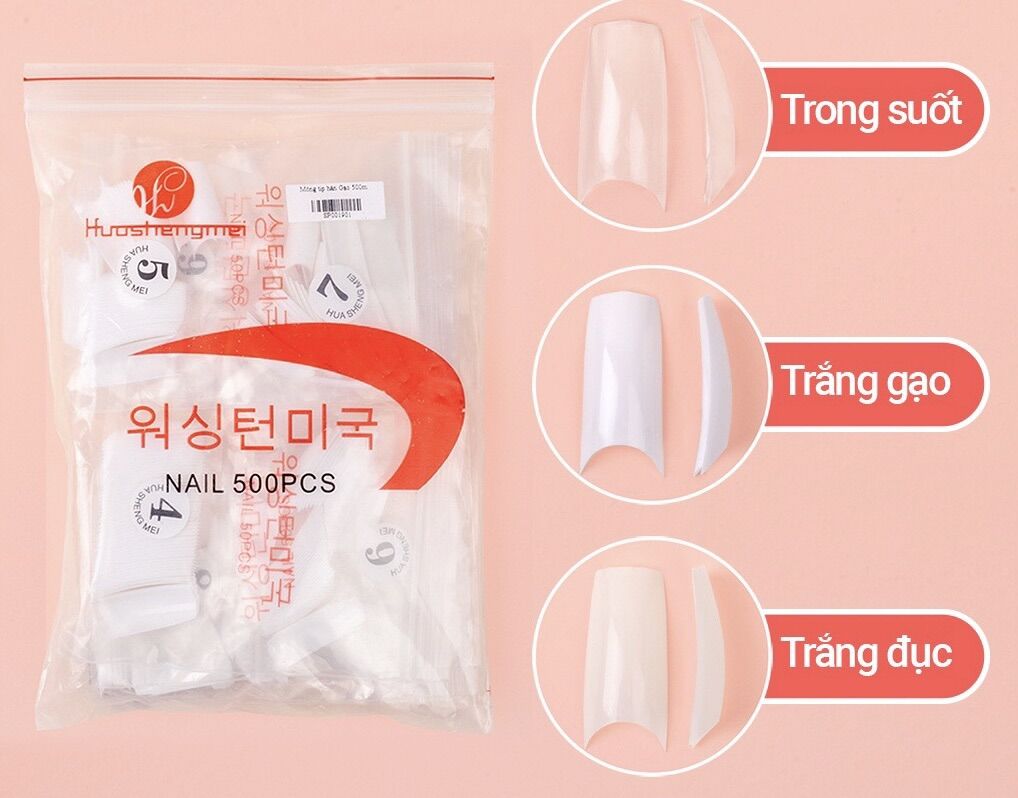 Móng nối vuông, móng tip vuông Hàn Quốc