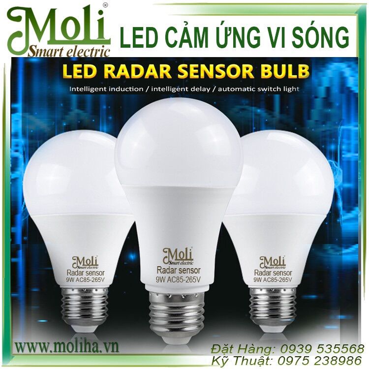[HCM]ĐÈN LED CẢM ỨNG RADAR SIÊU SÁNG MOLI