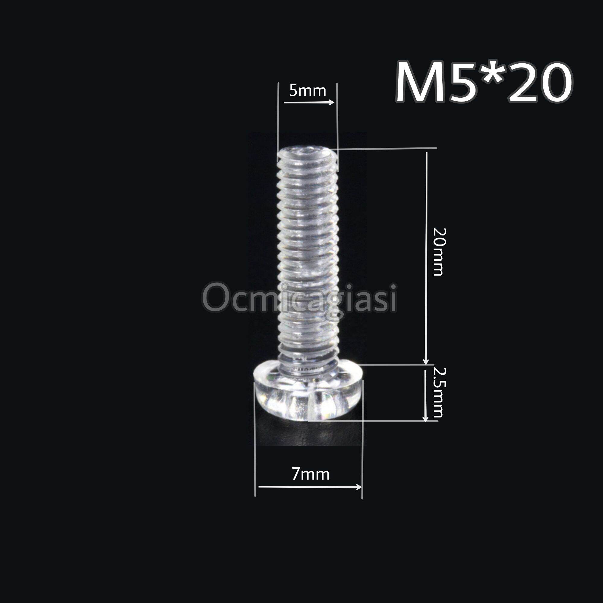 Combo 20 ốc mica,pc M5*20 vặn vít trong suốt