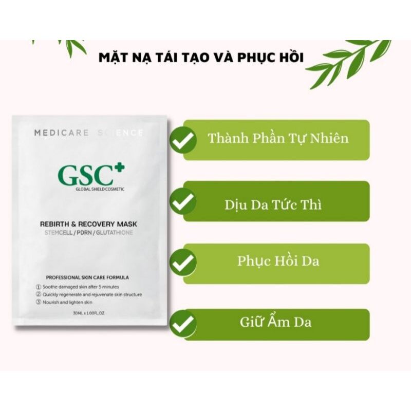 Mặt nạ giảm ưng đỏ tái tạo da GSC