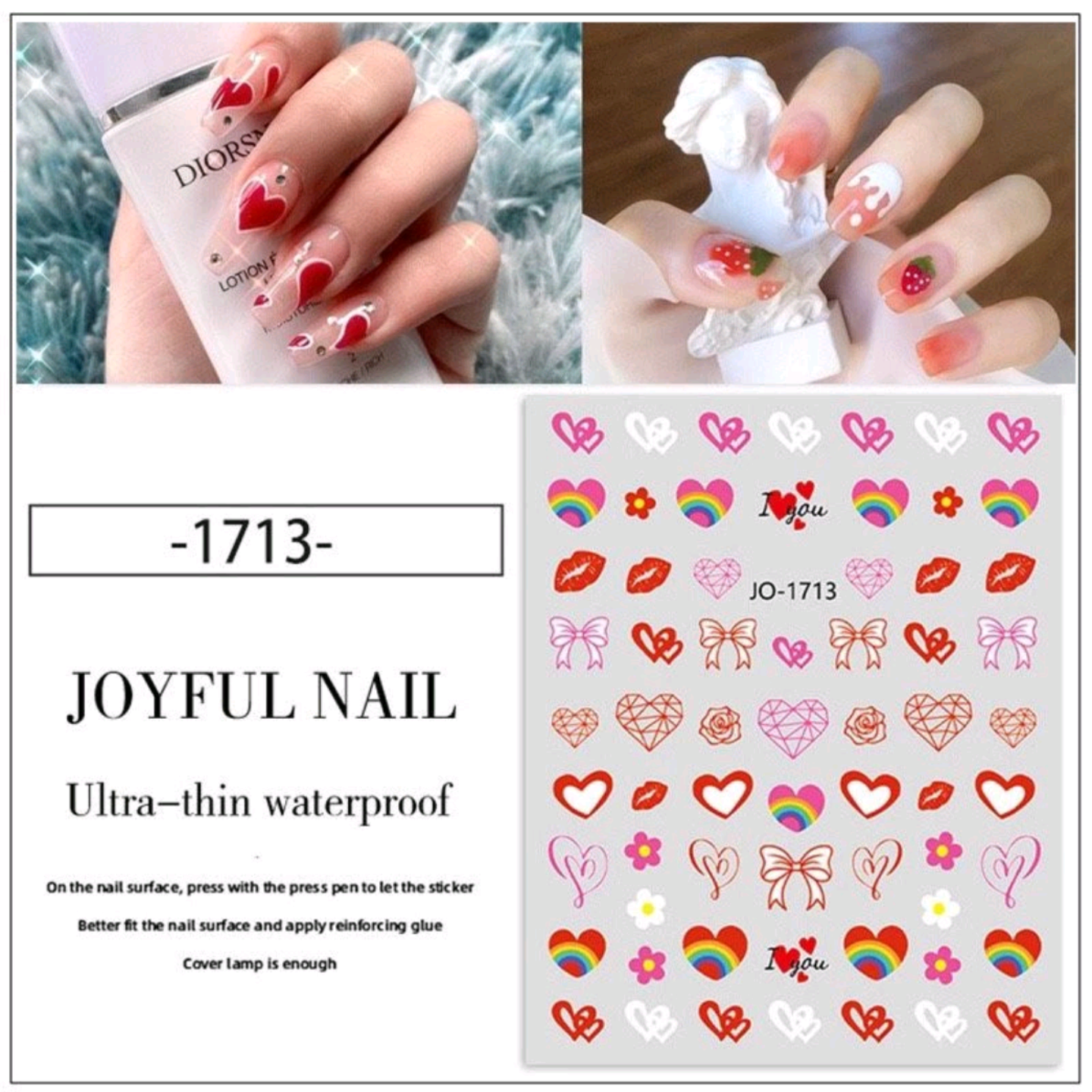 Sticker dán móng trang trí nail mẫu hình trái tim