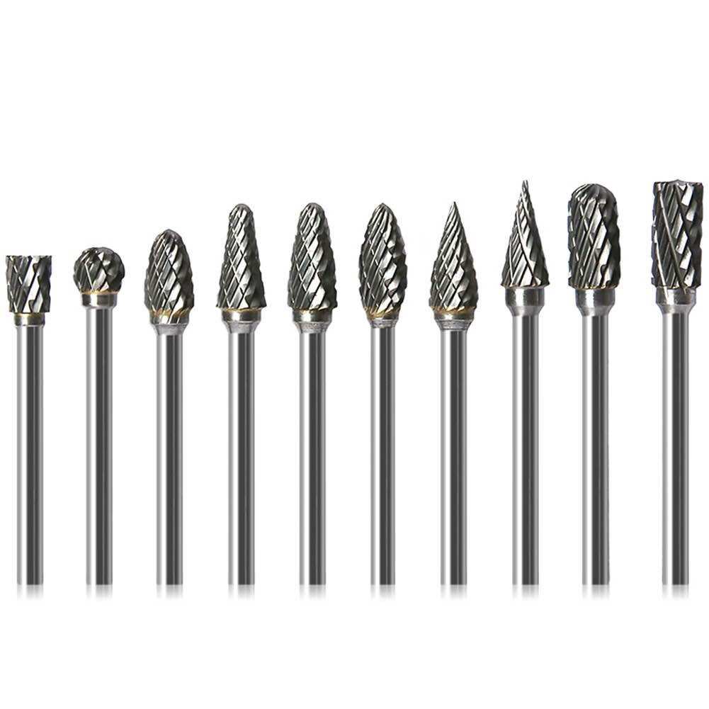 10 Cái Đầu Mài Thép Vonfram Bộ Mũi Khoan Cacbua, Dụng Cụ Khắc Gỗ Dụng Cụ Quay Bộ Mũi Khoan Mini