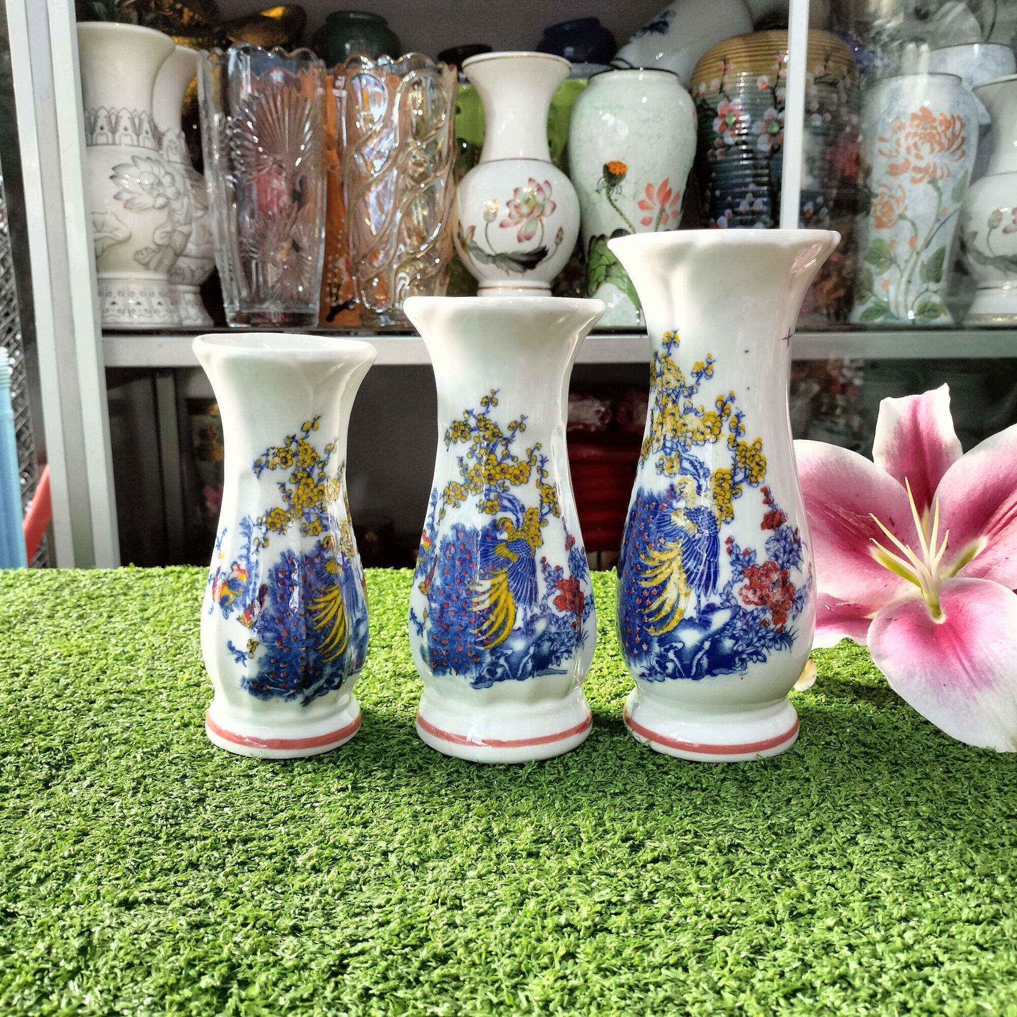 Bình cắm hoa thờ cúng/Lọ hoa họa tiết ngũ sắc nhiều size