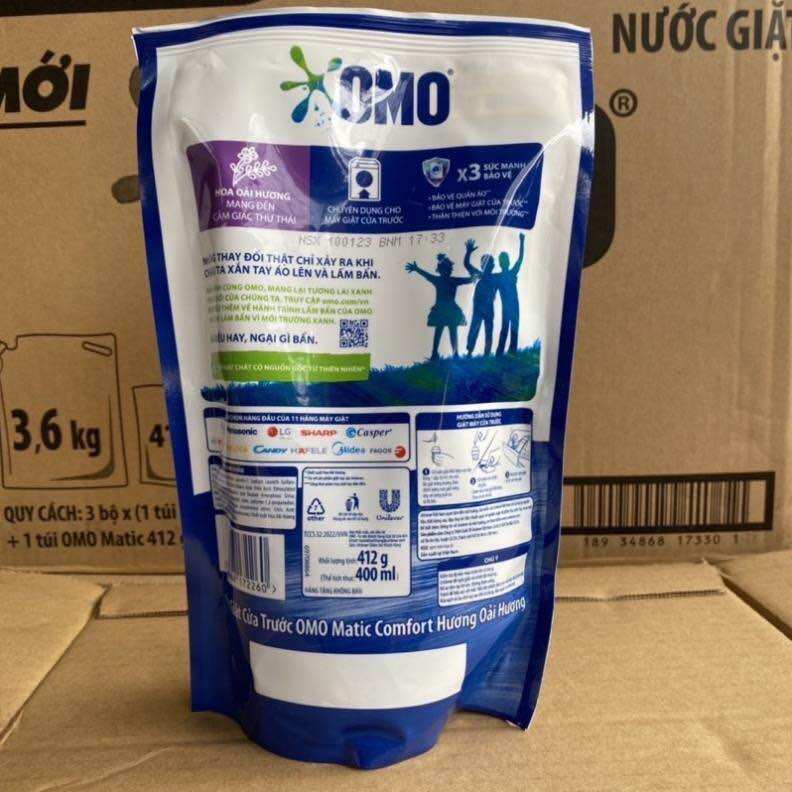 [Hàng quà tặng] Nước giặt OMO Matic - túi 412g (400ml)